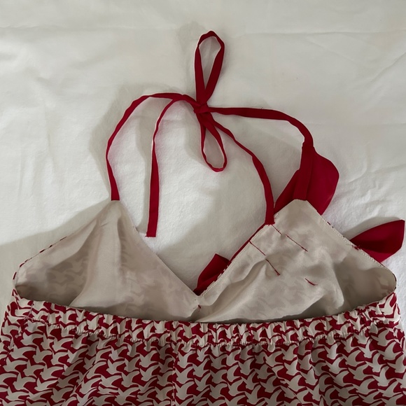 (28) Jessica Simpson Red Halter Top, Small, Backless, Silk Fabric - Picture 4 of 4